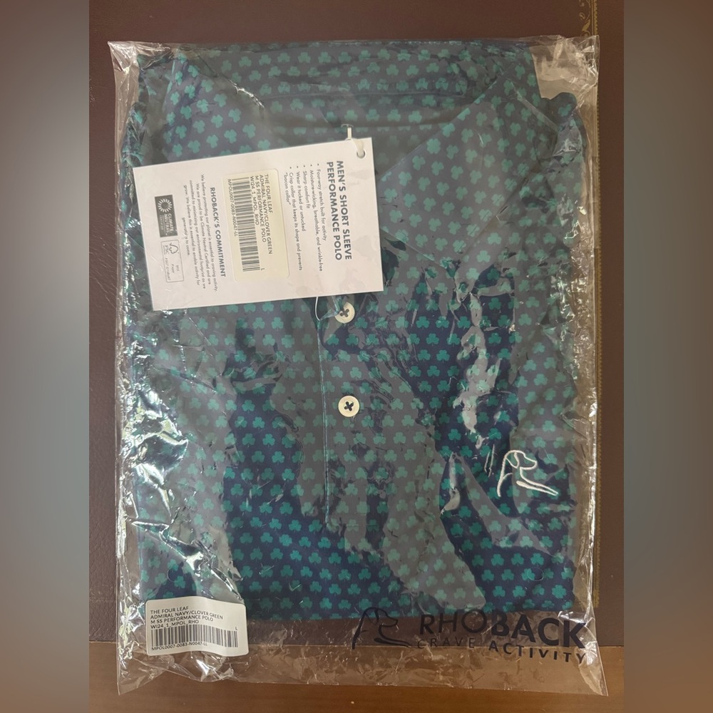 NWT - Rhoback Four Leaf Clover Polo Shirt - Men’s Large